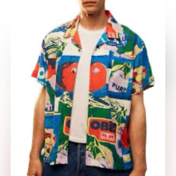 Obey Other - NWT OBEY Men's Multicolor Graphic Short Sleeve Button Down Shirt - Size XL